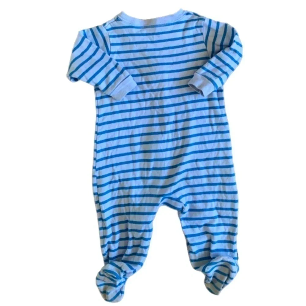 Faded Glory Striped Blue Long Sleeve Onesie